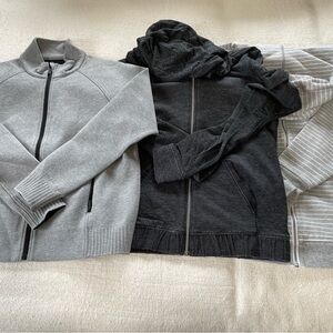 Bundle lululemon full zip hoodies and bomber, size 12
